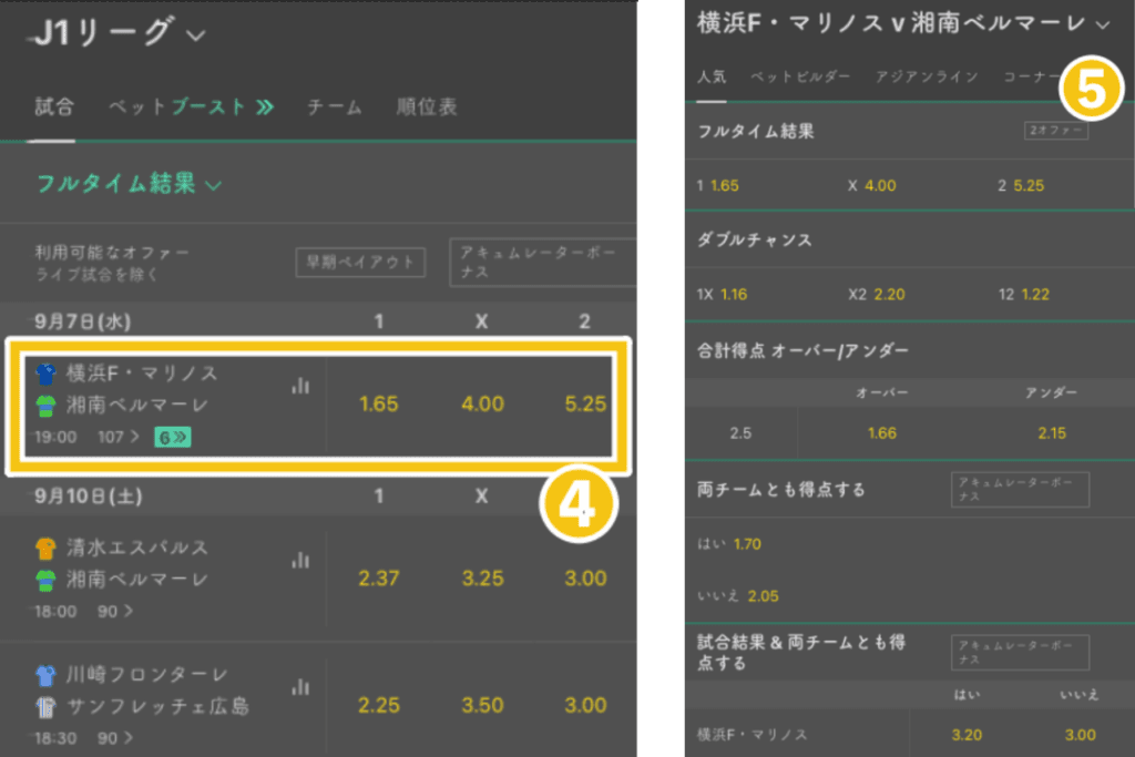 bet365 サッカーの賭け方