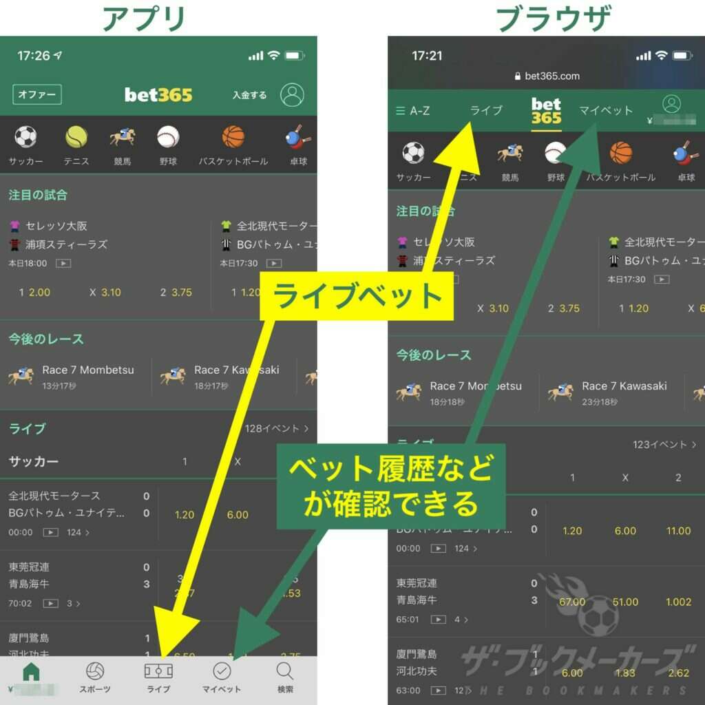 スマホアプリとブラウザの比較画像