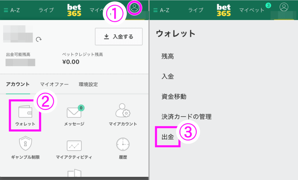 bet365 出金申請をキャンセル