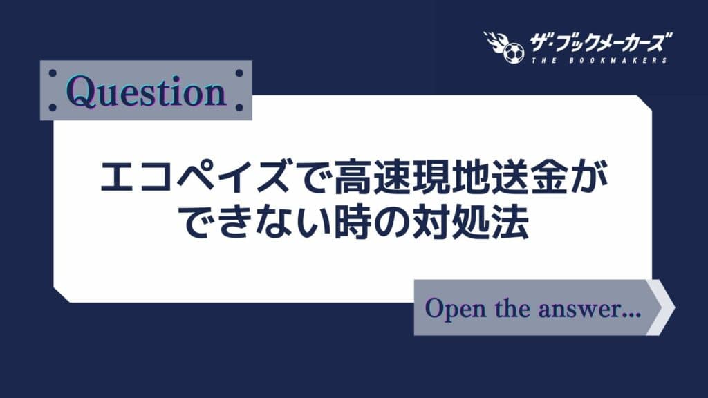 エコペイズで高速現地送金ができない時の対処法