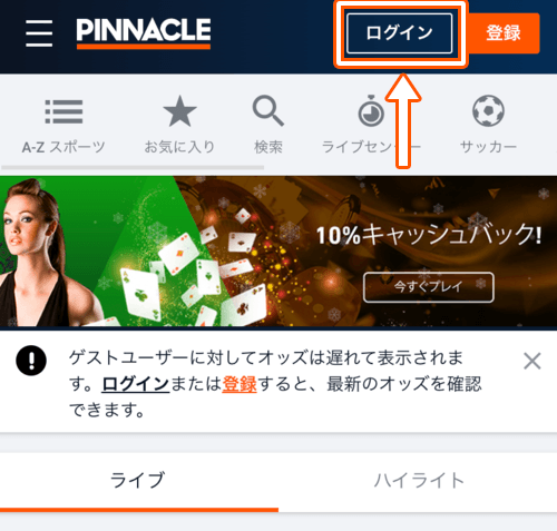 PINNACLEログイン画面