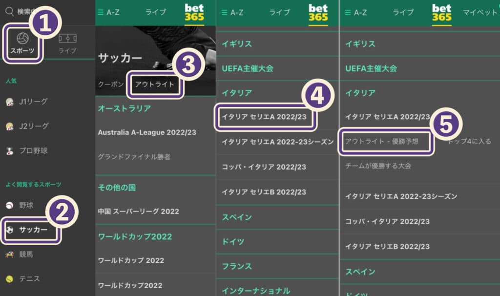 bet365で優勝チームにベッティングする方法