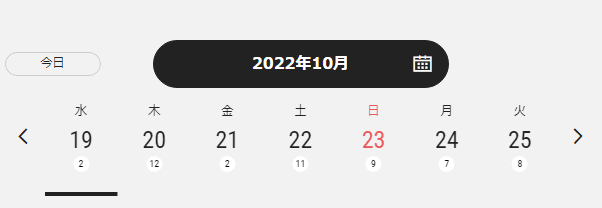 日付の下が『試合数』