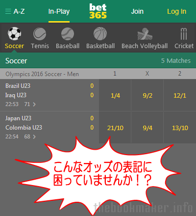bet365 こんなオッズの表記に困惑?