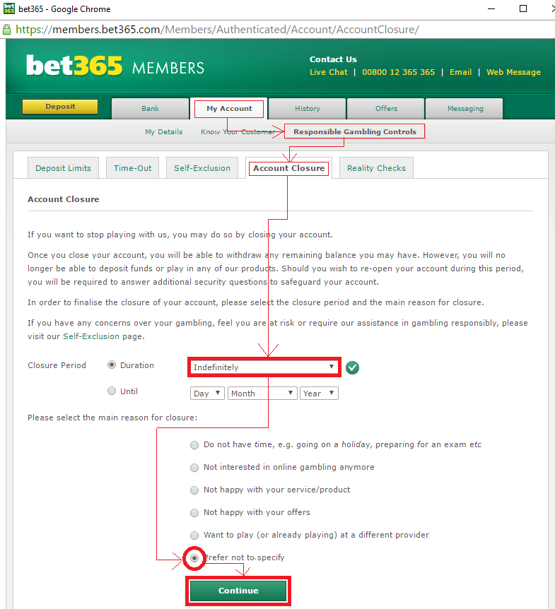 BET365アカウント閉鎖方法