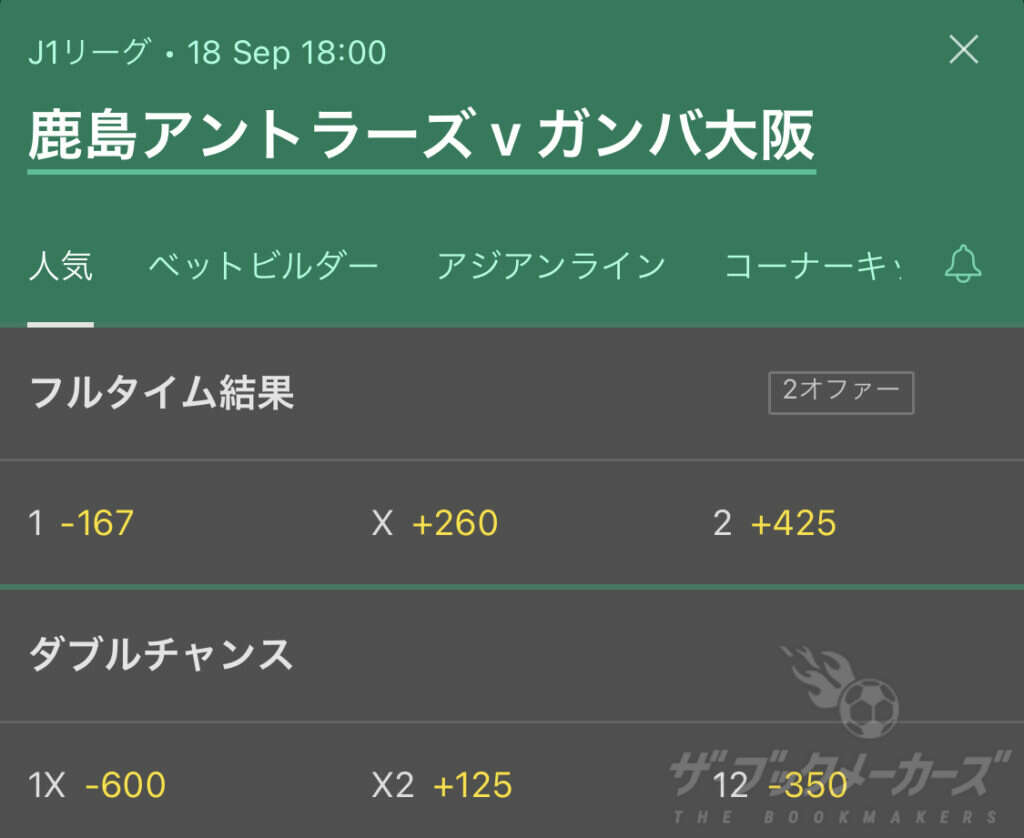 bet365アメリカンオッズ